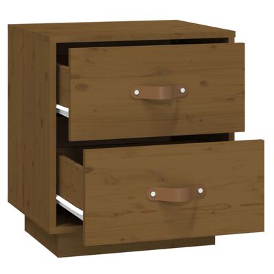  vidaXL Comodini 2 pz Ambrati 40x34x45 cm in Legno Massello di Pino