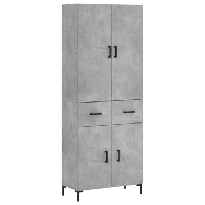 vidaXL Credenza Grigio Cemento 69,5x34x180 cm in Legno Multistrato