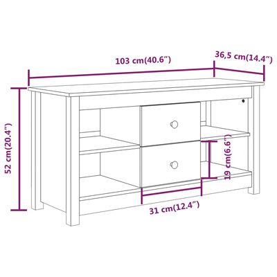 vidaXL Mobile Porta TV Ambra 103x36,5x52 cm in Legno Massello di Pino