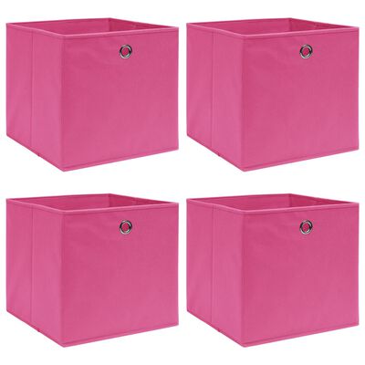 vidaXL Scatole Portaoggetti con Coperchi 4pz Rosa 32x32x32 cm Tessuto