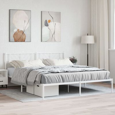 vidaXL Giroletto con Testiera Metallo Bianco 193x203 cm