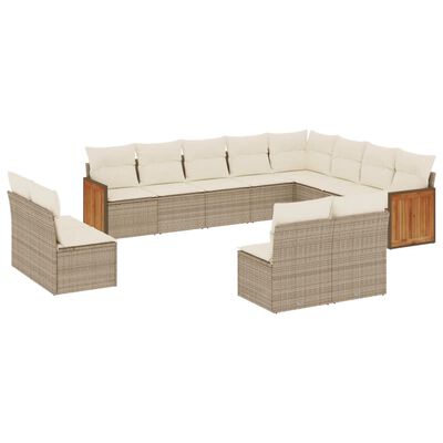 vidaXL Set Divani da Giardino 12 pz con Cuscini Beige in Polyrattan