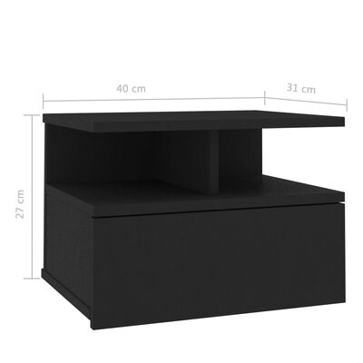 vidaXL Comodino Pensile Nero 40x31x27 cm in Legno Multistrato