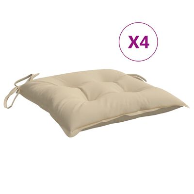 vidaXL Cuscini per Sedia 4 pz Beige 50x50x7 cm Tessuto Oxford