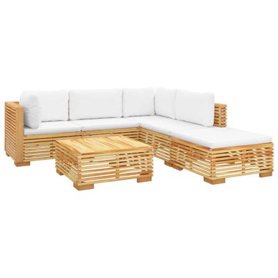 vidaXL Set Divani da Giardino 6 pz con Cuscini Legno Massello di Teak