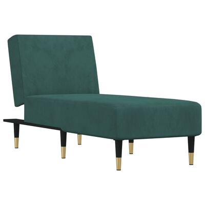 vidaXL Chaise Longue in Velluto Verde Scuro