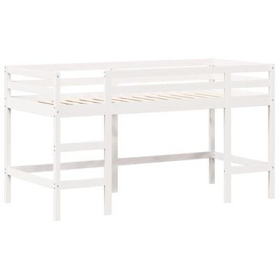 vidaXL Letto Soppalco con Scala e Tetto Bianco 80x200 cm Massello Pino