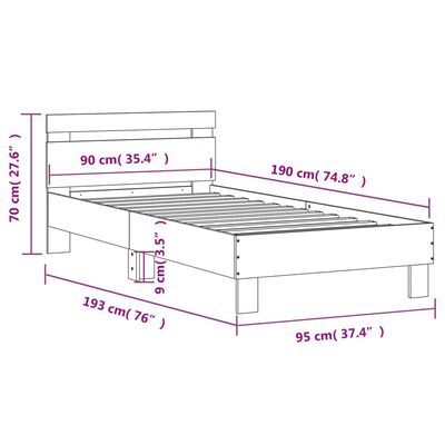 vidaXL Giroletto senza Materasso con Testiera Rovere Sonoma 90x190 cm