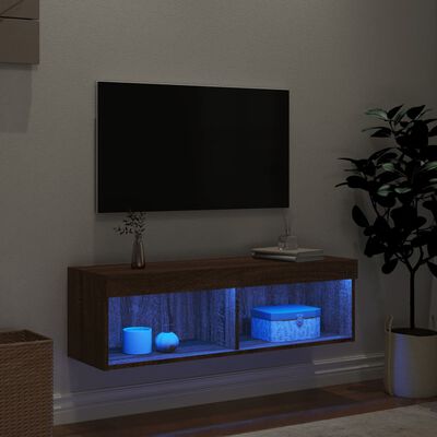 vidaXL Mobile Porta TV con Luci LED Rovere Marrone 100x30x30 cm