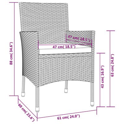 vidaXL Set da Pranzo da Giardino 9 pz con Cuscini Nero in Polyrattan