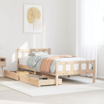 vidaXL Letto senza Materasso 75x190 cm in Legno Massello Pino