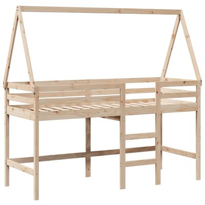 vidaXL Letto Soppalco con Scala e Tetto 80x200 cm Legno Massello Pino