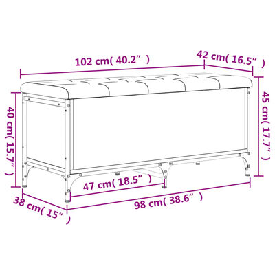 vidaXL Panca Portaoggetti Rovere Sonoma 102x42x45 cm Legno Multistrato