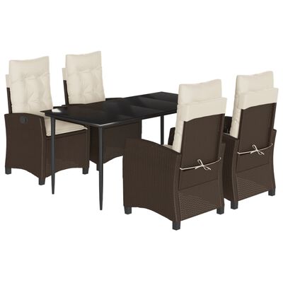 vidaXL Set da Pranzo da Giardino 5pz con Cuscini in Polyrattan Marrone