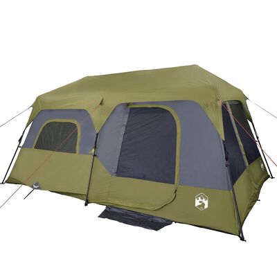 vidaXL Tenda Campeggio 9 Persone Verde Rilascio Rapido Impermeabile