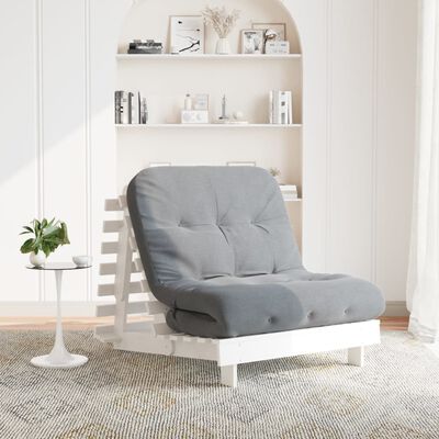 vidaXL Divano Letto Futon con Materasso Bianco 90x206x11cm Legno Pino