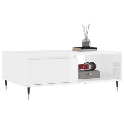 vidaXL Tavolino Salotto Bianco Lucido 90x60x35 cm in Legno Multistrato