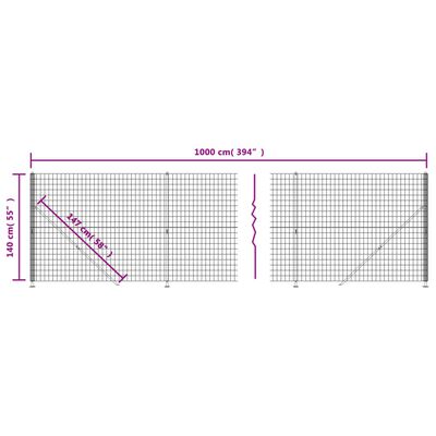 vidaXL Recinzione Metallica con Flangia Antracite 1,4x10 m