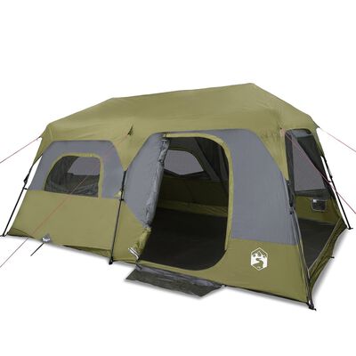 vidaXL Tenda Campeggio 9 Persone Verde Rilascio Rapido Impermeabile