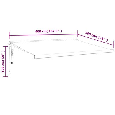 vidaXL Tenda Sole Retrattile Gialla e Bianca 4x3 m Tessuto e Alluminio