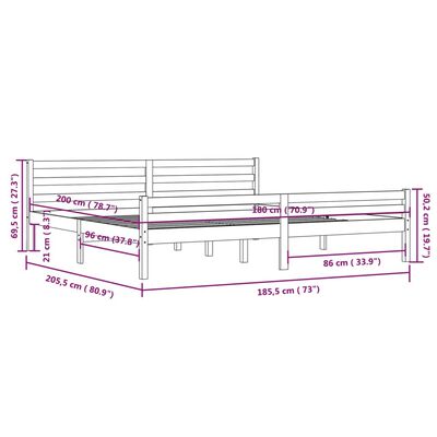 vidaXL Giroletto in Legno Massello 180x200 cm Super King