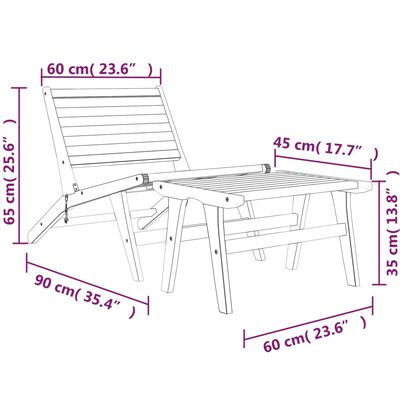 vidaXL Sedia da Giardino con Poggiapiedi in Legno Massello di Teak