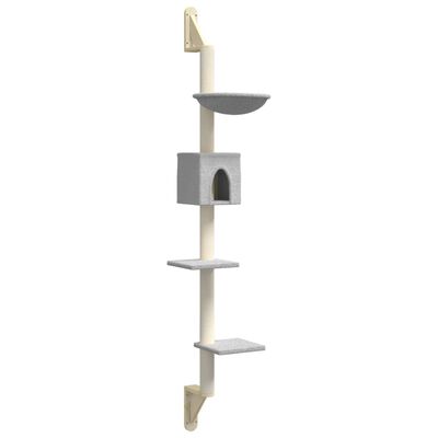 vidaXL Albero per Gatti con Tiragraffi a Parete Grigio Chiaro 187 cm