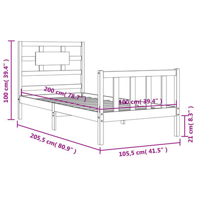 vidaXL Giroletto senza Materasso Bianco 100x200 cm Legno Massello Pino