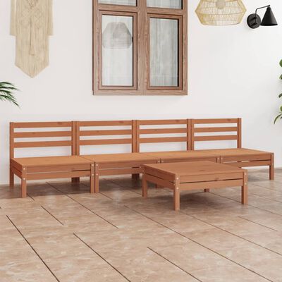 vidaXL Set Salotto da Giardino 5pz Marrone Ambra Legno Massello Pino