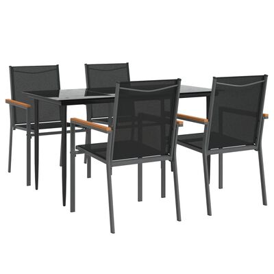 vidaXL Set da Pranzo da Giardino 5 pz Nero in Textilene e Acciaio