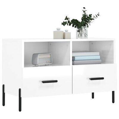 vidaXL Mobile Porta TV Bianco Lucido 80x36x50 cm in Legno Multistrato