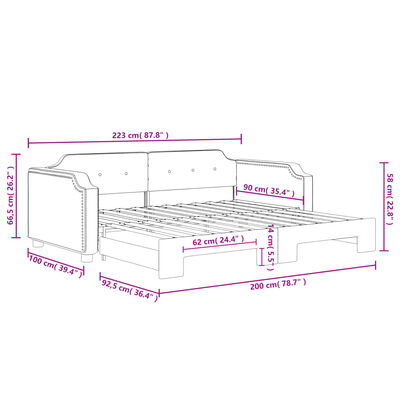 vidaXL Divano Letto con Letto Estraibile Nero 90x200 cm in Tessuto