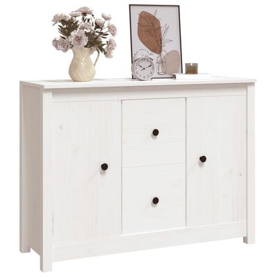 vidaXL Credenza Bianca 100x35x74 cm in Legno Massello di Pino