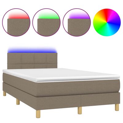 vidaXL Letto a Molle con Materasso e LED Tortora 120x190 cm in Tessuto