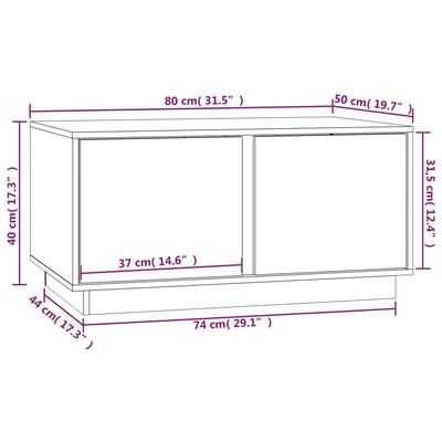 vidaXL Tavolino da Salotto Nero 80x50x40 cm Legno Massello di Pino