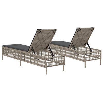 vidaXL Lettino Prendisole 2 pz con Cuscini Grigio Chiaro in Polyrattan