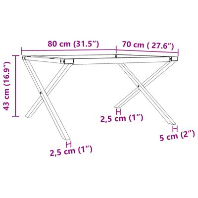 vidaXL Telaio Gambe a X per Tavolino da Salotto 80x70x43 cm in Ghisa