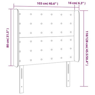 vidaXL Testiera a LED Nera 103x16x118/128 cm in Similpelle