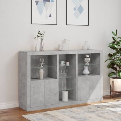 vidaXL Credenza con Luci LED Grigio Cemento 162x37x100 cm