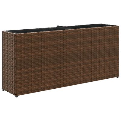 vidaXL Fioriere da Giardino con 2 Vasi Marrone 90x20x40 cm Polyrattan