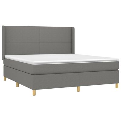 vidaXL Letto a Molle Materasso e LED Grigio Scuro 180x200cm in Tessuto