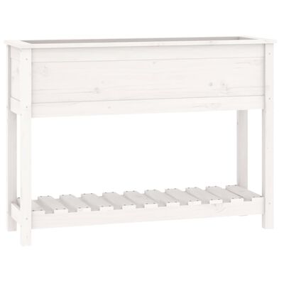 vidaXL Fioriera con Mensola Bianca 111,5x34,5x81cm Legno Massello Pino