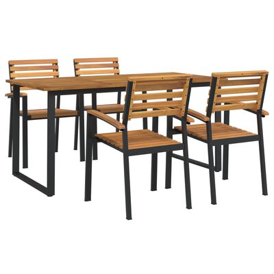 vidaXL Set Pranzo da Giardino 5 pz Legno Massello di Acacia e Metallo