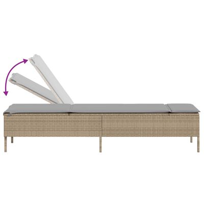 vidaXL Lettino Prendisole con Cuscini Beige in Polyrattan