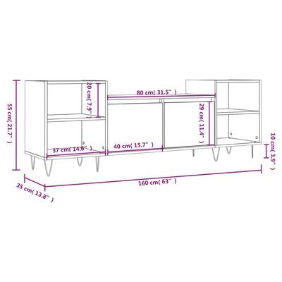 vidaXL Mobile TV Grigio Sonoma 160x35x55 cm in Legno Multistrato