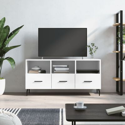 vidaXL Mobile Porta TV Bianco Lucido 102x36x50 cm in Legno Multistrato