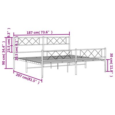 vidaXL Giroletto con Testiera e Pediera Metallo Bianco 180x200 cm