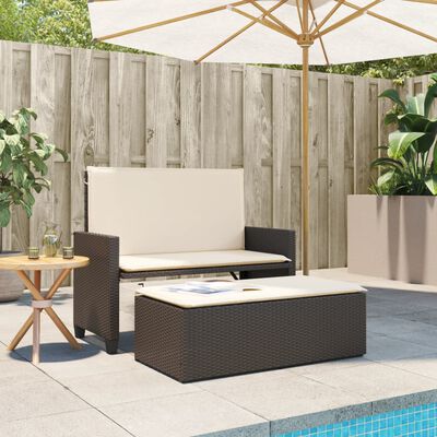 vidaXL Panca da Giardino con Cuscini e Poggiapiedi Marrone Polyrattan