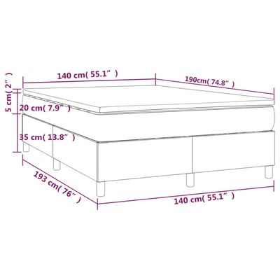 vidaXL Giroletto a Molle con Materasso Grigio Chiaro 140x190cm Velluto