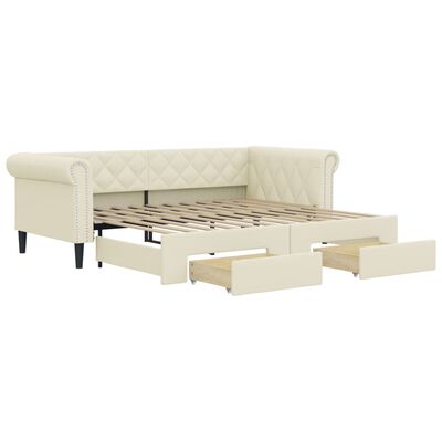 vidaXL Divano Letto Estraibile con Cassetti Crema 90x200 cm Similpelle